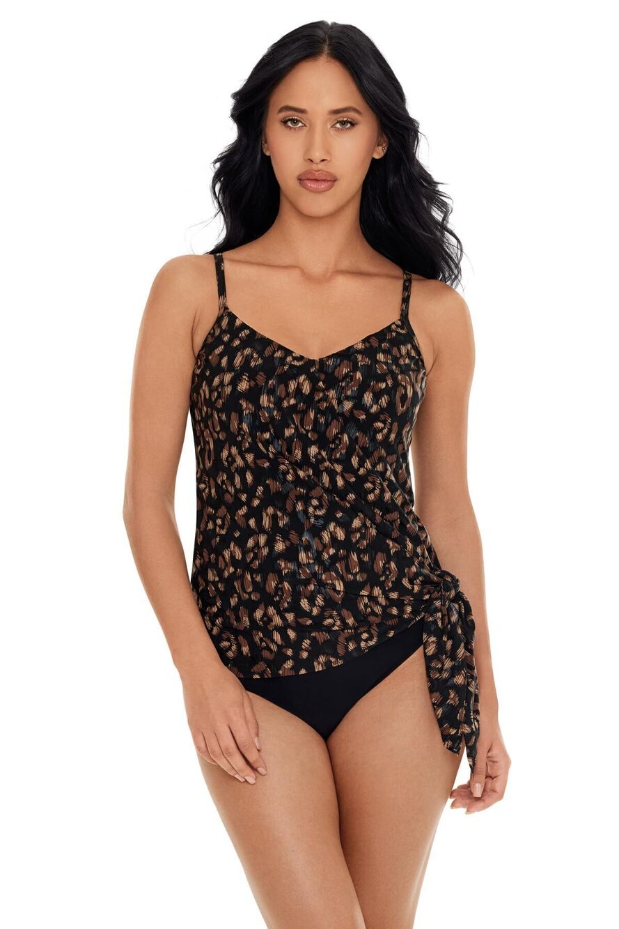 Magicsuit Women's Black/Brown Underwire Tankini Top 14 NWT